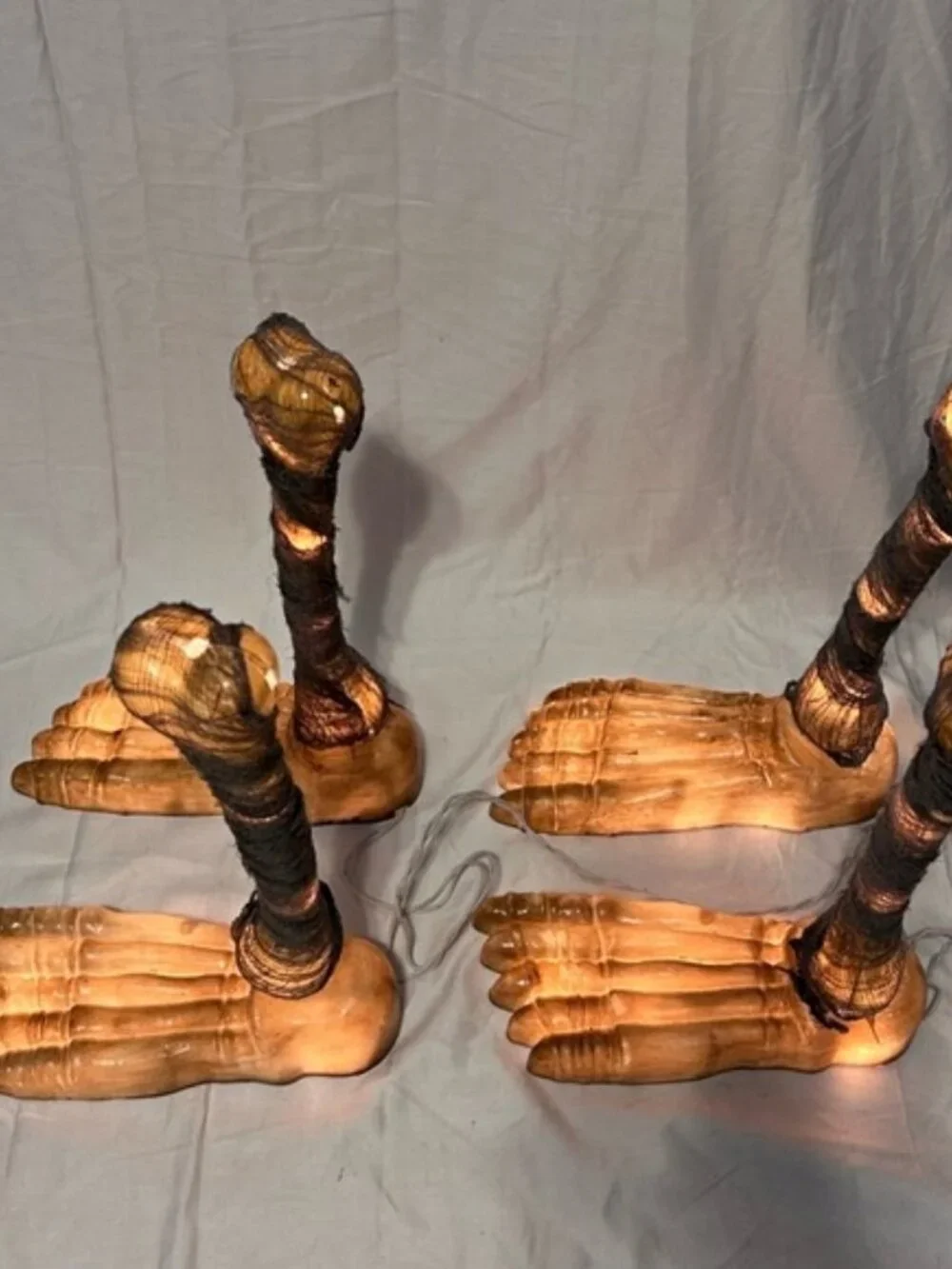 Vintage 2 Pairs of Skeleton Legs Feet Ghost Foot Light Set Halloween Prop